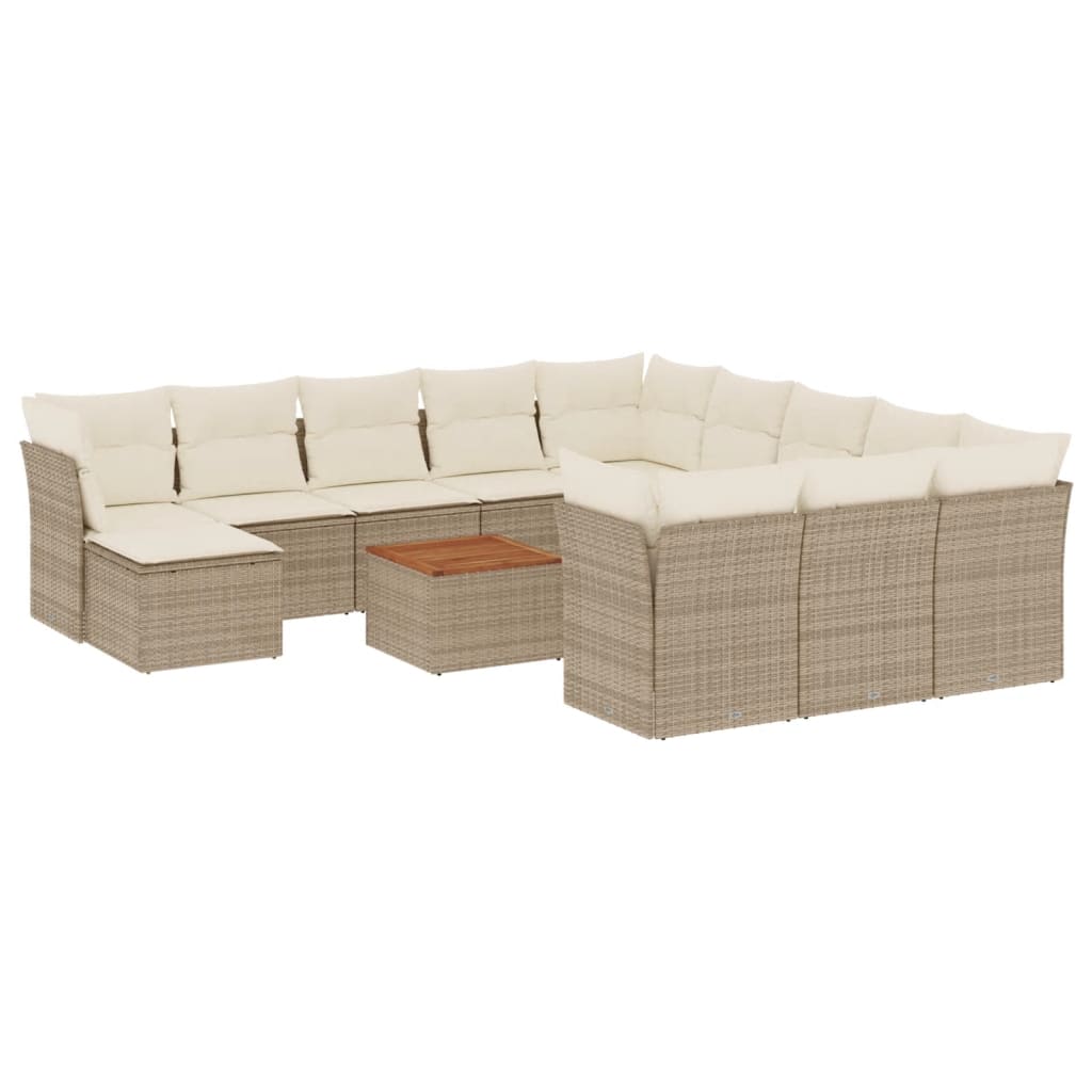vidaXL 13-Piece Poly Rattan Garden Lounge Set with Cushions Black