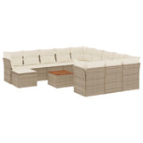vidaXL 13-Piece Poly Rattan Garden Lounge Set with Cushions Black