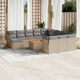 vidaXL 13-Piece Poly Rattan Garden Lounge Set with Cushions Black