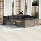 vidaXL 13-Piece Poly Rattan Garden Lounge Set with Cushions Black
