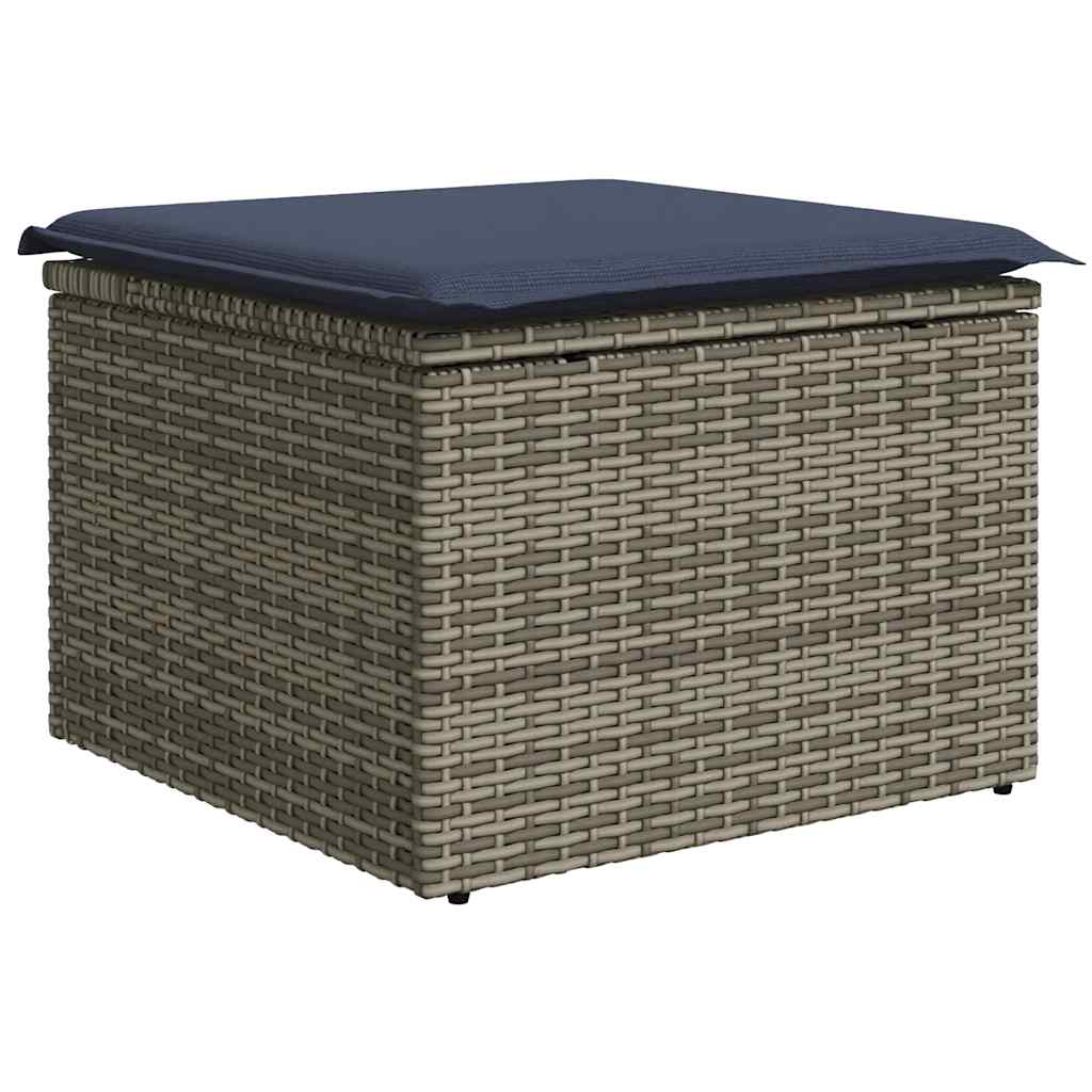 vidaXL 13-piece Garden Lounge Set with Cushions, Grey Poly Rattan