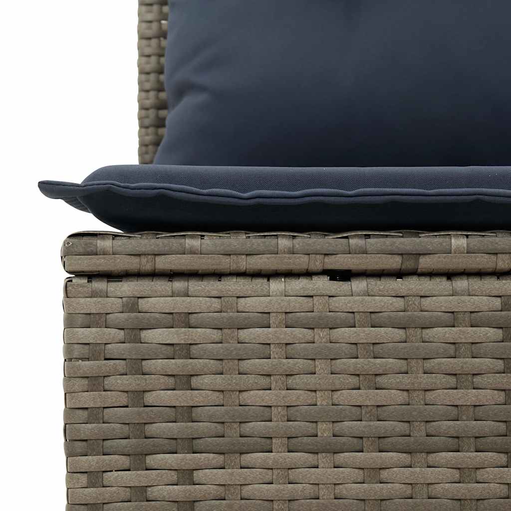 vidaXL 13-piece Garden Lounge Set with Cushions, Grey Poly Rattan