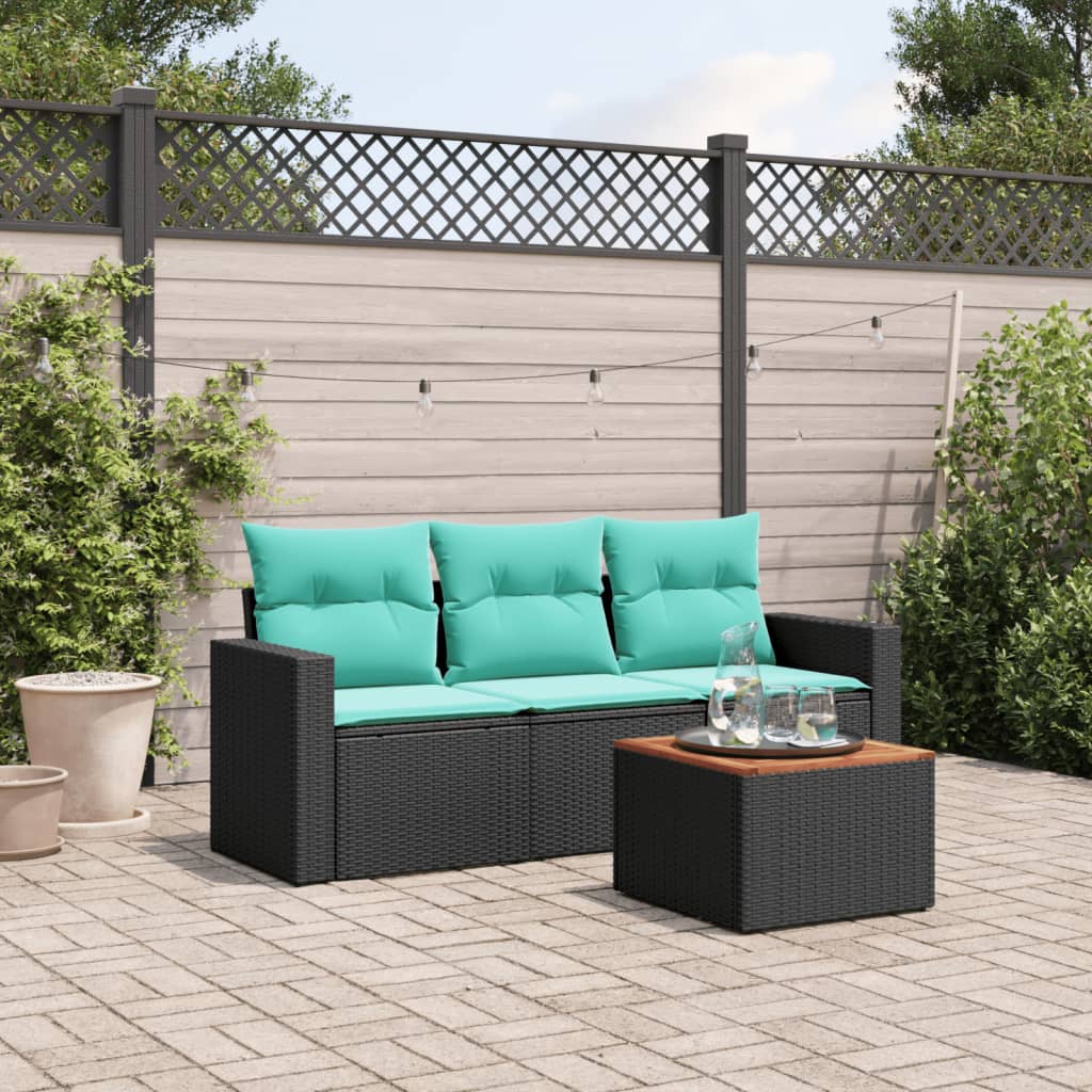 vidaXL 4-Piece Lounge Set with Cushions Poly Rattan Grey