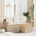 vidaXL 4-delige Loungeset met kussens poly rattan zwart