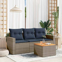 vidaXL 4-Piece Lounge Set with Cushions Poly Rattan Grey