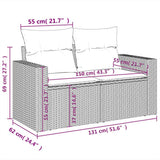 vidaXL 5-delige Loungeset met kussens poly rattan zwart