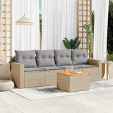vidaXL 5-delige Loungeset met kussens poly rattan zwart
