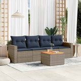 vidaXL 5-delige Loungeset met kussens poly rattan zwart
