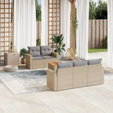 vidaXL 6-delige Loungeset met kussens poly rattan zwart
