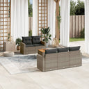 vidaXL 6-delige Loungeset met kussens poly rattan zwart