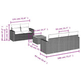 vidaXL 6-delige Loungeset met kussens poly rattan zwart