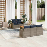 vidaXL 6-delige Loungeset met kussens poly rattan zwart