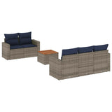 vidaXL 6-delige Loungeset met kussens poly rattan zwart