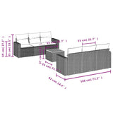 vidaXL 7-delige Loungeset met kussens poly rattan zwart