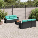 vidaXL 7-delige Loungeset met kussens poly rattan zwart
