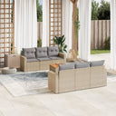 vidaXL 7-delige Loungeset met kussens poly rattan zwart