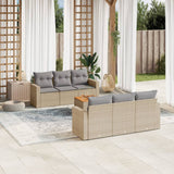 vidaXL 7-delige Loungeset met kussens poly rattan zwart