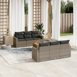 vidaXL 7-delige Loungeset met kussens poly rattan zwart