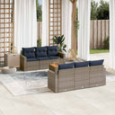 vidaXL 7-delige Loungeset met kussens poly rattan zwart