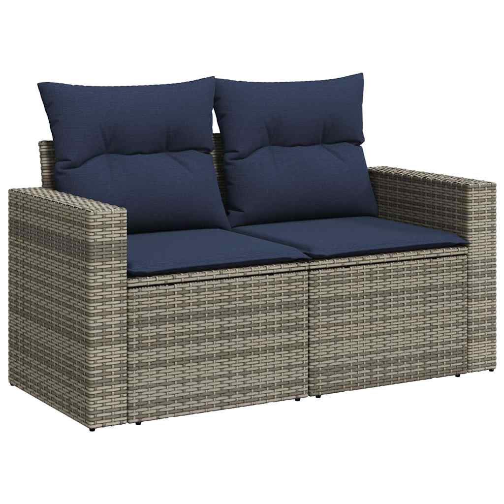 vidaXL 7-delige Loungeset met kussens poly rattan zwart