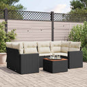 vidaXL 7-delige Loungeset met kussens poly rattan zwart