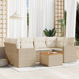 vidaXL 7-delige Loungeset met kussens poly rattan zwart