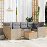 vidaXL 7-delige Loungeset met kussens poly rattan zwart