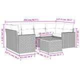 vidaXL 7-delige Loungeset met kussens poly rattan zwart