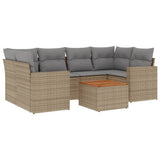 vidaXL 7-delige Loungeset met kussens poly rattan zwart