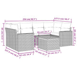 vidaXL 7-delige Loungeset met kussens poly rattan zwart