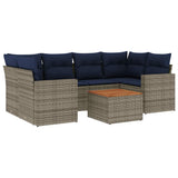vidaXL 7-delige Loungeset met kussens poly rattan zwart