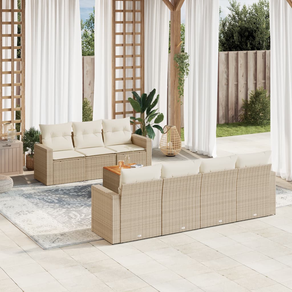 vidaXL 8-delige Loungeset met kussens poly rattan zwart