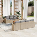 vidaXL 8-delige Loungeset met kussens poly rattan zwart