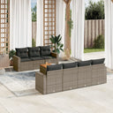 vidaXL 8-delige Loungeset met kussens poly rattan zwart