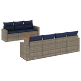 vidaXL 8-delige Loungeset met kussens poly rattan grijs