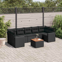vidaXL 8-Piece Poly Rattan Lounge Set with Cushions Black