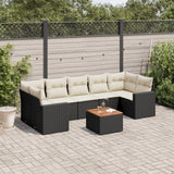 vidaXL 8-Piece Poly Rattan Lounge Set with Cushions Black