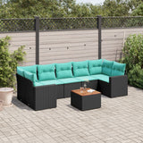 vidaXL 8-delige Loungeset met kussens poly rattan grijs