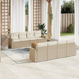 vidaXL 9-delige Loungeset met kussens poly rattan zwart