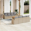 vidaXL 9-delige Loungeset met kussens poly rattan zwart