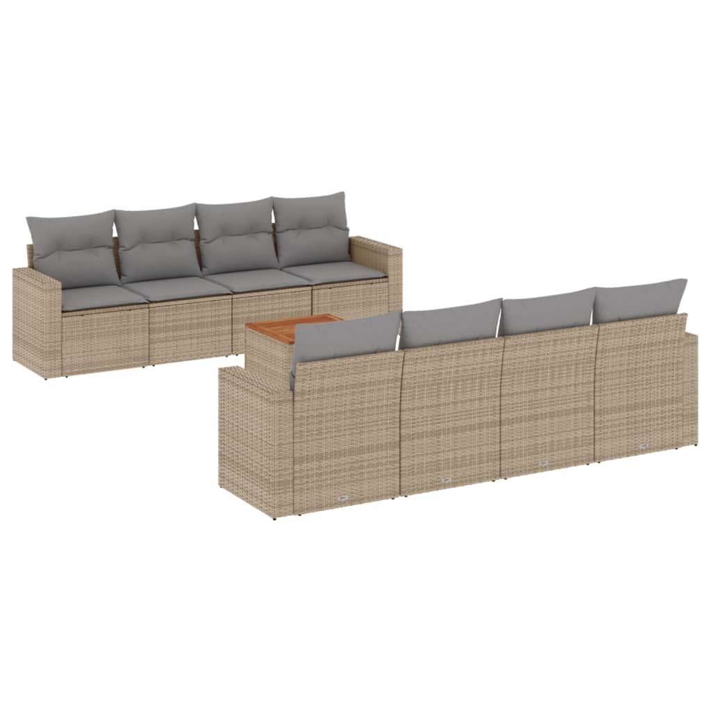 vidaXL 9-delige Loungeset met kussens poly rattan zwart