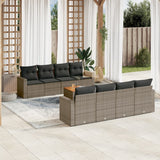 vidaXL 9-delige Loungeset met kussens poly rattan zwart