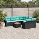 vidaXL 9-delige Loungeset met kussens poly rattan zwart