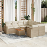vidaXL 9-piece Poly Rattan Lounge Set with Cushions Black