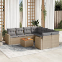 vidaXL 9-piece Poly Rattan Lounge Set with Cushions Black