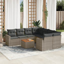 vidaXL 9-piece Poly Rattan Lounge Set with Cushions Black
