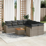 vidaXL 9-piece Poly Rattan Lounge Set with Cushions Black