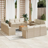 vidaXL 13-delige Loungeset met kussens poly rattan zwart