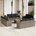 vidaXL 13-piece Poly Rattan Lounge Set with Cushions Grey