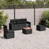 vidaXL 6-Piece Lounge Set with Cushions Poly Rattan Black